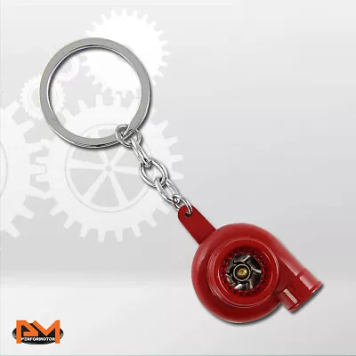 Spinning Turbo Charger Compressor Style Car Keychain Alloy Keyring Keyfob Red • $6.59