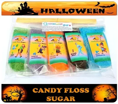Halloween Candy Floss Sugar Exclusive Set Of 5 Bags X 200g (7oz) + 10 Sticks • £12.99