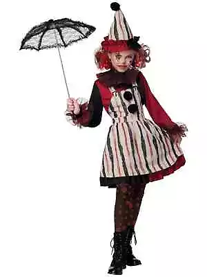 Clever Clown Vintage Horror Joker Evil Jester Scary Halloween Girls Costume • $57.95