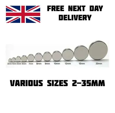 Premium N52 Neodymium Magnets -DIY Craft Collection Small Disc Many Sizes (2-35) • £5.99