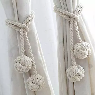 Curtain Tieback Monkey Fist Rope Ball Hand-Knotted Decor 100% Cotton  • $17.78