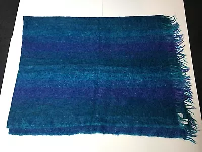 Avoca Handweavers 55 X 77 Blanket ~ 70% Mohair 30% Wool In Blue/Green ~ Ireland • $70