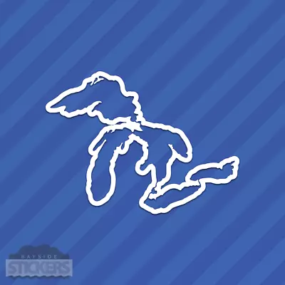 Great Lakes Outline Vinyl Decal Sticker Michigan Superior Huron Erie Ontario • $1.99