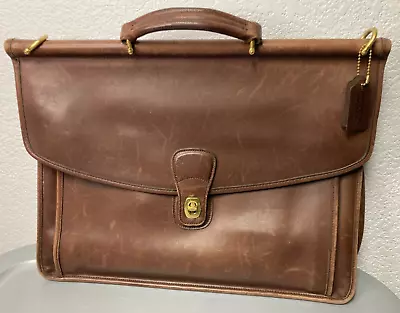 Vintage Coach Brown Leather Portfolio Single Handle Soft Briefcase 16 X 12 X 3  • $125