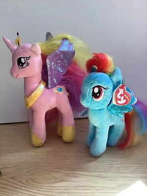 Ty Beanie Baby My Little Pony Plush Toys 7  Rainbow Dash 9  Princess Cadence • £14.99