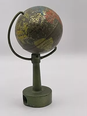 Antique Globe Pencil Sharpener ALL METAL Lithograph On Tin Made In Germany 1900s • $35