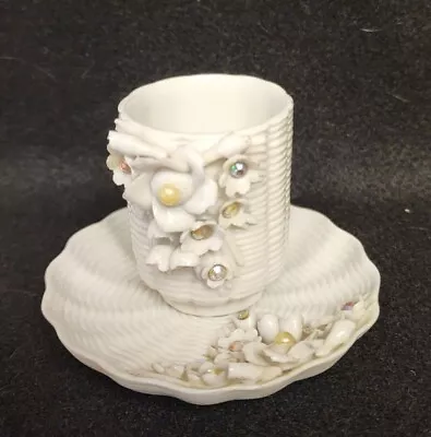 Vintage Mid-Century White Porcelain Beaded Match Striker Capodimonte Style Japan • $22