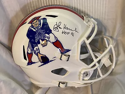 John Hannah Autographed New England Patriots Retro Replica Full Size Helmet COA • $159.99