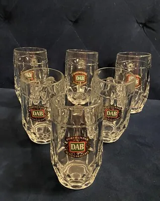 Set Of  Six DAB Dortmunder Actien-Brauerei  .25 L  Dimple  Glass Beer Stein/Mug • $30