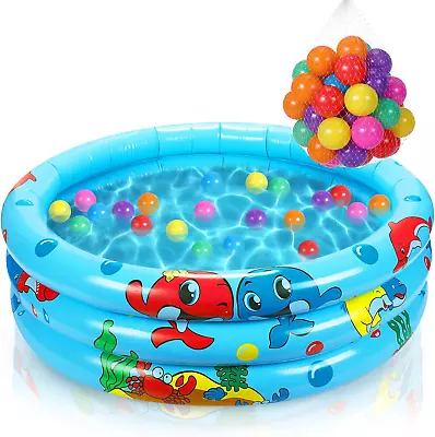 NEW 3 Rings Baby Pool Inflatable  With 50 Small Plastic Balls  • $32.29