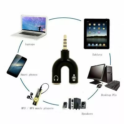 £2.88 • Buy 3.5mm Jack Split Microphone Mic & Audio Earphone Y Splitter Converter Adaptor