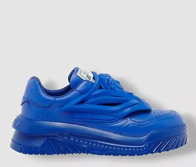 $925 Versace Men's Blue Odissea Caged Rubber Medusa Sneakers Shoes Size 42 • $295.98