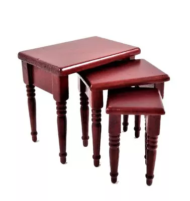 Dolls House Mahogany Nest Of Tables Miniature 1:12 Living Room Furniture • $13.55