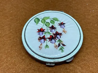£199.99 • Buy Antique Vintage Sterling Silver Compact White Enamel Floral Guilloche 1961 139g
