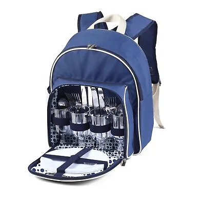 Woodluv Insulated Picnic Backpack - Choose Frm 2 OR 4 Persons Backpack • £19.99