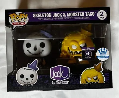 Funko Pop! Jack In The Box Skeleton Jack And Monster Taco 2 Pack Limited Edition • £38.49