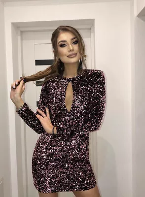 $55 • Buy Zara Nwt Woman Ss22 Pink Velvet Mini Dress With Sequins Ref:9338/565 All Sizes