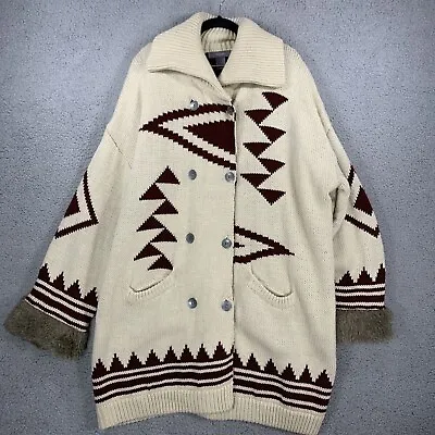 La Redoute Creation 1X Double Breasted Knit Sweater Cardigan Aztec Geometric • $34.99