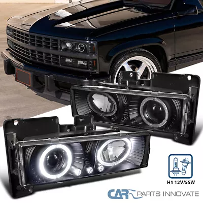 Fits 88-98 C/K Silverado Sierra Suburban Tahoe Halo Projector Headlights Black • $73.95