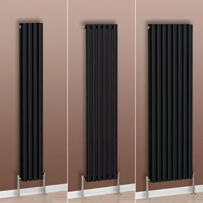 Modern Vertical Oval Column Designer Tall Upright Central Heating Radiator Black • £114.99