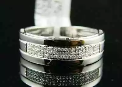 3 CT Round Simulated Diamond Men's Wedding Eternity Ring 14k White Gold Plated • $128.12