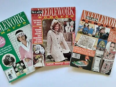 3 McCalls Needlework & Crafts Magazine Vtg 1975 75 77 Hippy Boho Knit Paint Croc • $18.50