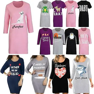 £8.99 • Buy Womens Nightdress Nightie Cotton Blend Ladies Short Sleeve Pyjamas T Shirt Top