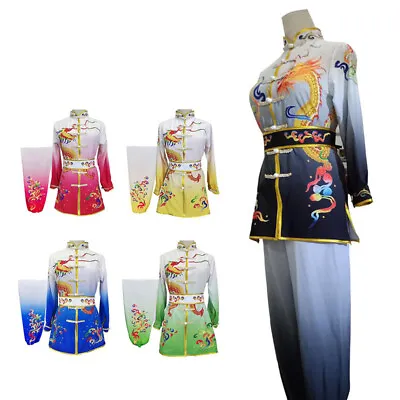 Gradient Kung Fu Tai Chi Uniform Martial Arts Suit Wushu Competition Clothes Set • £44.39