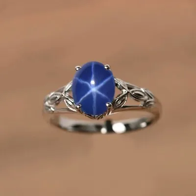Lindy Star Sapphire Ring 925 Sterling Silver Ring Blue Lindy Star Ring • $35.99