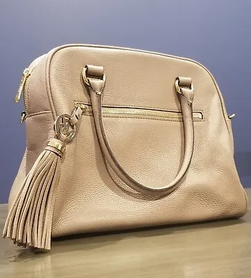 Michael Kors Satchel Knox Tassel Beige Pebbled Handbag Style# 38S4XXTS3L New • $125.97