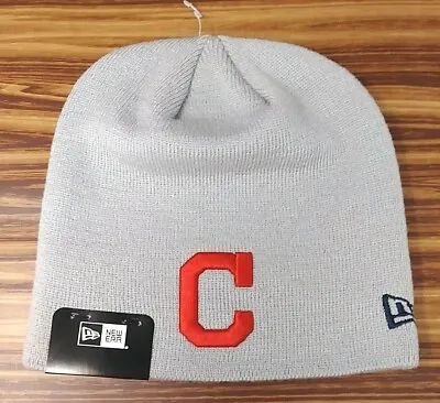 Cleveland Indians Baseball New Era Knit Hat Beanie Stocking Cap MLB Gray - NEW! • $17.99