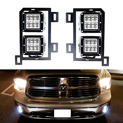 24W CREE LED Pods W/ Fog Lamp Mounting Brackets Wires For 2013-18 Dodge RAM 1500 • $152.99