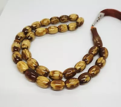 51.14gr Egg Yolk Natural Amber Butterscotch PRAYER BEADS BIG ROSARY Kahraman • $189