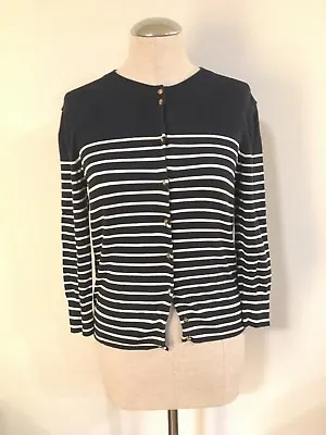 J.crew Navy Jackie Cardigan In Stripe W/ Anchor Button $72 Navy Women Size S • $30