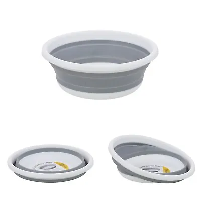 5l Collapsible Round Wash Basin Bowl Pop Up Camping Washing Up Space Saving 32cm • £7.29