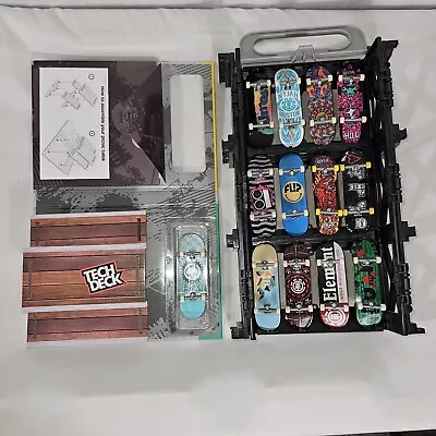 Tech Deck Mini Skateboard Lot Of 13 + Carrying Case & Picnic Table • $34.95