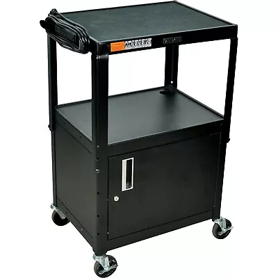 Luxor Adjust Height AV Cart W/Locking Cabinet Black 24- 42Hx24Wx18D AVJ42C • $289.94