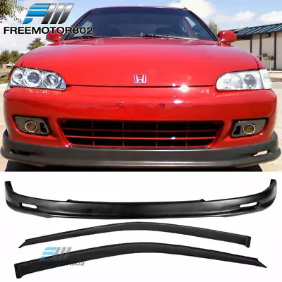 Fits 92-95 Honda Civic EG Mugen PP Front Bumper Lip Spoiler + Slim Window Visors • $76.99