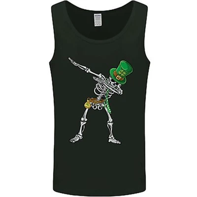 $14.79 • Buy St Patricks Day Dabbing Skeleton Skull Mens Vest Tank Top