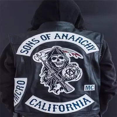 Sleeveless Sons Of Anarchy Motorcycle Biker Leather Jacket Embroidery Vest • $45.99