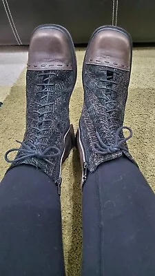 NAOT Women's Wander Bohemian Steampunk Leather Cloth Square Toe Size 7.5  EUC/38 • $45.99