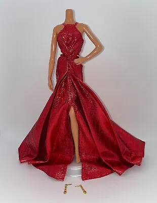 Barbie Model Muse Doll Outfit Holiday 2017 Ball Gown Red Metallic Tinsel Dress • $14.99