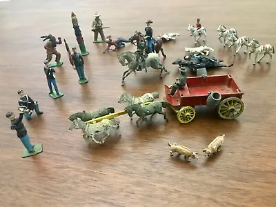 Vintage Confederate Soldiers Indians Horse & Cart (Lot) Made In England - Rare • $999