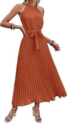 $86.32 • Buy PRETTYGARDEN Women's Midi Summer Dresses Casual V Neck Swiss Dot Ruffle Sleevele