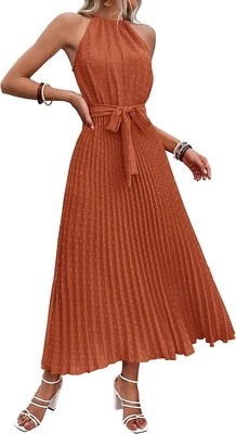 $86.32 • Buy PRETTYGARDEN Women's Midi Summer Dresses Casual V Neck Swiss Dot Ruffle Sleevele