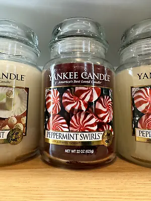 Yankee Candle Peppermint Swirls - Classic Large Jar - 623g - Deerfield Label-NEW • £59.99