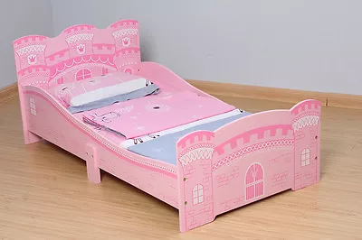 £74.99 • Buy MCC® Girls Pink Castle Princess Junior Toddler Kids Bed & 3  Mattress Made In UK