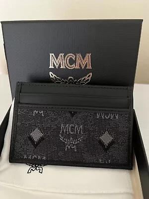 NWT MCM Aren Mini Card Case In Vintage Monogram Jacquard $210 • $135