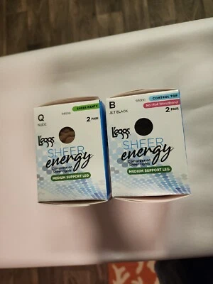 $14.99 • Buy 2pack Leggs Sheer Energy Sheer To Waist Pantyhose | Satin Gloss Medium Support 
