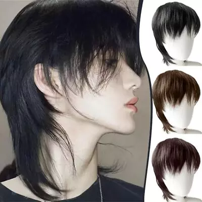 Wolftail Hair Wig Retro Wig Male Center Bangs Full Wigs Hot U5 Deal • $8.40